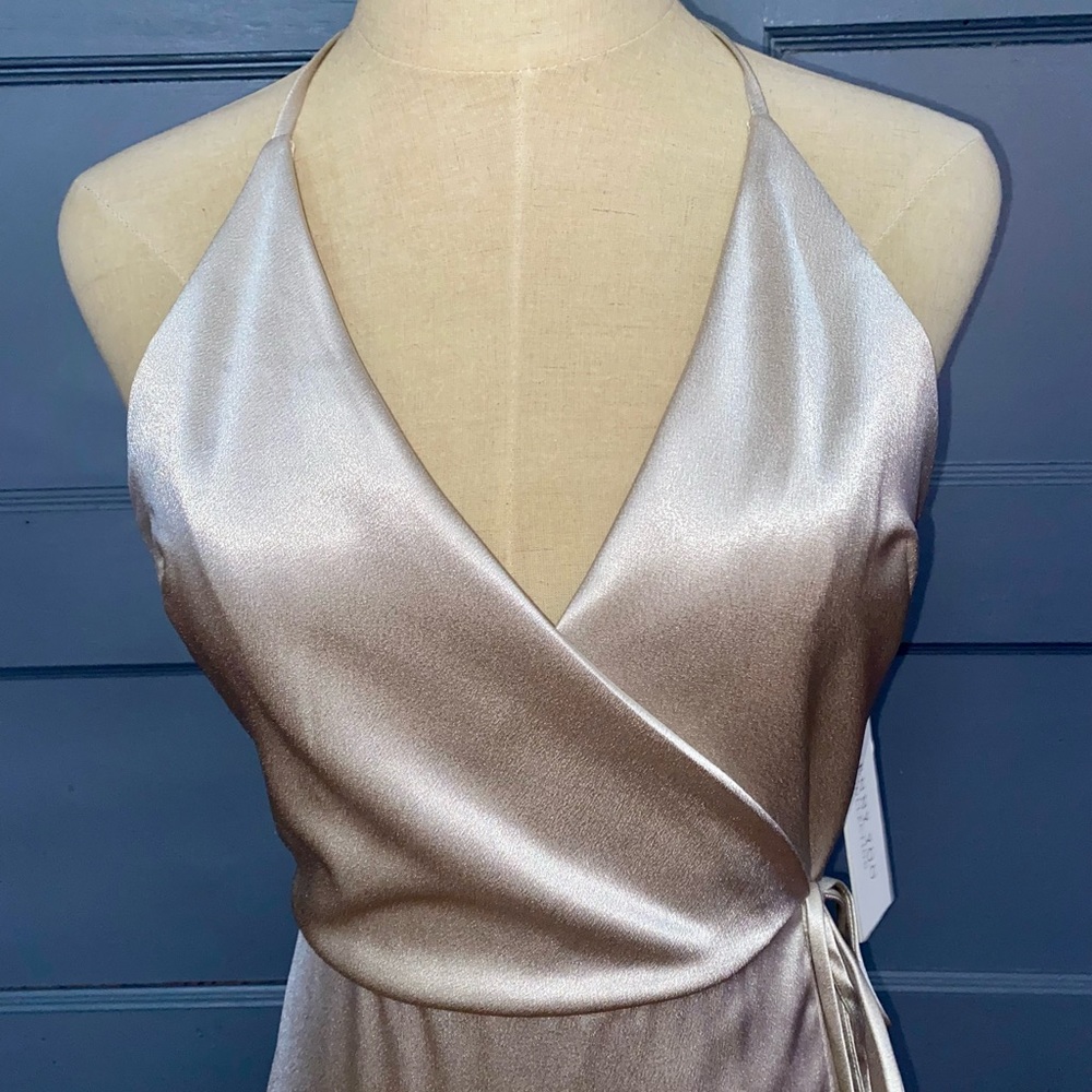 Jenny Yoo Lana Crepe Full Length Maxi Dress Gown Wrap Tie Formal Prom Wedding - Picture 6 of 6